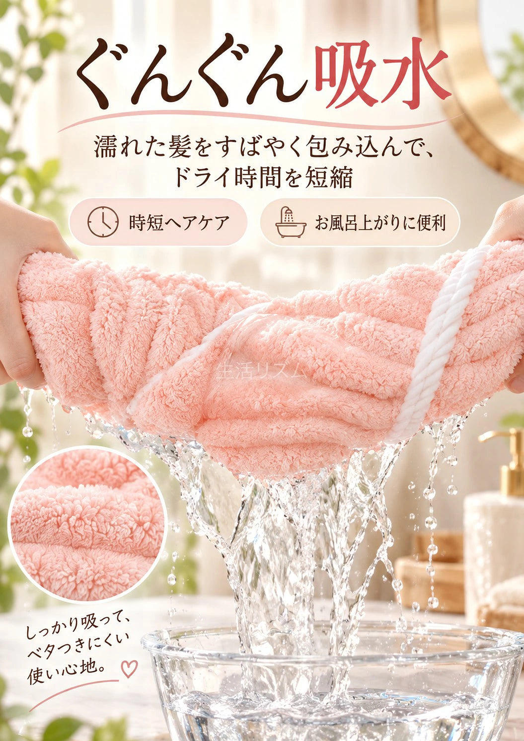 ふわふわ速乾・超吸水ヘアターバン