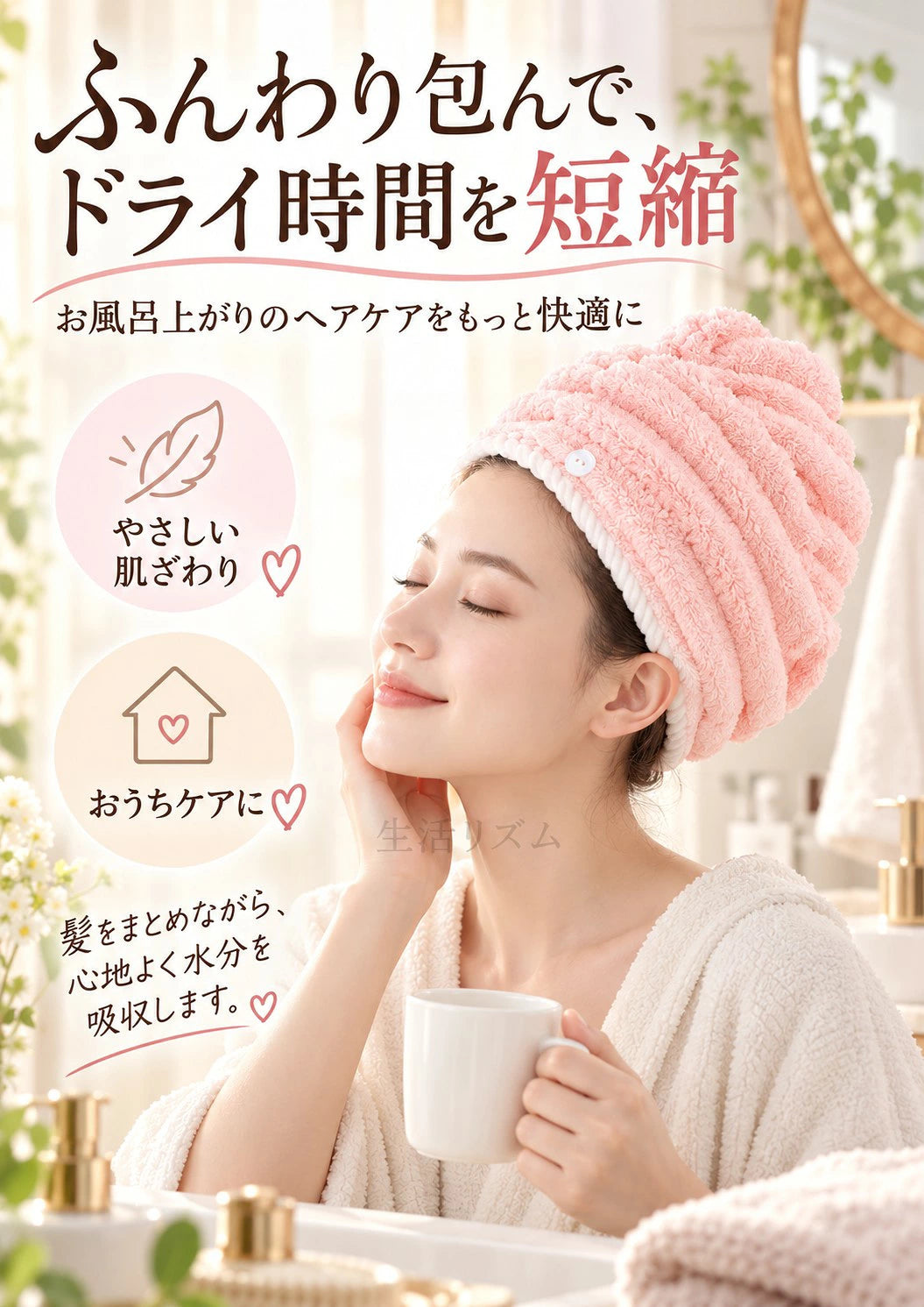 ふわふわ速乾・超吸水ヘアターバン